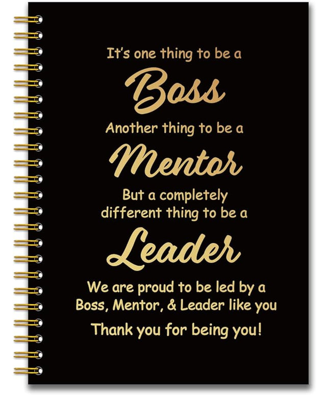 YAZMEEN Boss Black Gold Spiral Notebook（160 Pages） Thank You Blank Hardcover Notebook Journal Boss Appreciation Gift Retirement Farewell Gift Funny Birthday Gift for Boss Leader Mentor Manager Friend