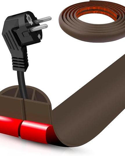 Floor Cord Cover Cable Cavity Self Adhesive Cord Hider Floor 10FT Floor Cable Management Power Cord Protector Floor Electric Cord Covers for Offices, Gym, Exhibitions (CoffeeBrown, 1.18" x 10')