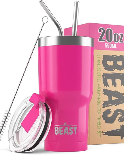 Beast 20 oz Tumbler Stainless Steel Vacuum Insulated Coffee Ice Cup Double Wall Travel Flask (Cupcake Pink)