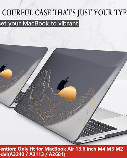 CISSOOK Compatible with MacBook Air 13.6 Inch M4 M3 M2 Case 2022 2023 2024 2025, Crystal Black Plastic Hard Shell Case Cover for MacBook Air 13.6" A3240 A3113 A2681, Sun & Mountain