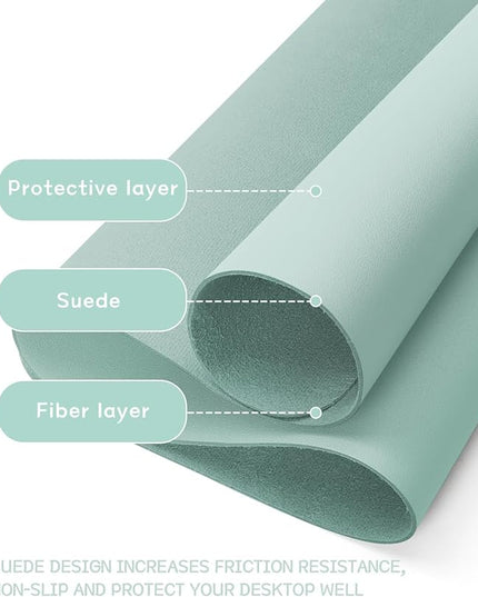 YSAGi Non-Slip Leather Desk Pad, Waterproof Laptop Computer Desk Keyboard Mat, Table Protector Blotter Mat, Large Mouse Pad for Office/Work/Home/Decor(Mint Green, 31.5" x 15.7")