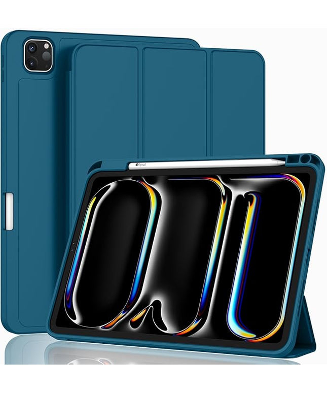 ZryXal iPad Pro 11 Inch Case (M5) 2025/ (M4) 2024 (Model: A2836/A2837/A3006), Trifold Stand Smart Cover with Pencil Holder and Soft TPU Back, Auto Wake/Sleep (Teal)