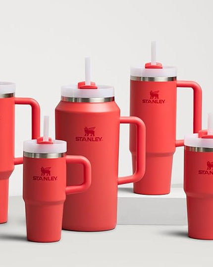 STANLEY Quencher H2.0 Tumbler with Handle and Straw 14 oz | Flowstate 3-Position Lid | Cup Holder Compatible for Travel | Insulated Stainless Steel Cup | BPA-Free | Hot Coral