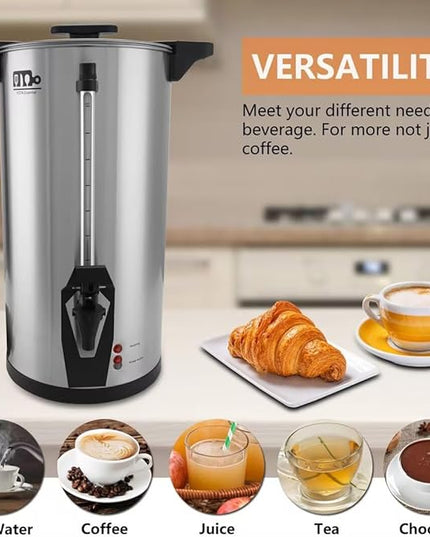 75 Cup 12L/3.17Gallon Commercial Coffee Urn, Festa Essential 950W Large Percolate Coffee Maker, Hot Beverage dispenser With Double Dripless Faucet, Quick-Brewing Hot Water Urn for Catering,Home,Events