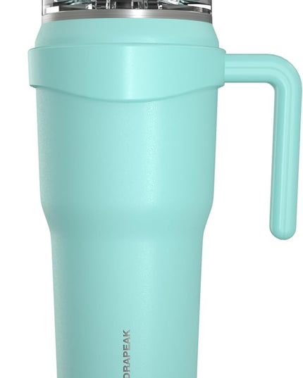 Hydrapeak Roadster 40oz Stainless Steel Tumbler Double Wall Vacuum Insulated Water Bottle With Handle And 2 in 1 Straw Lid (Aqua)