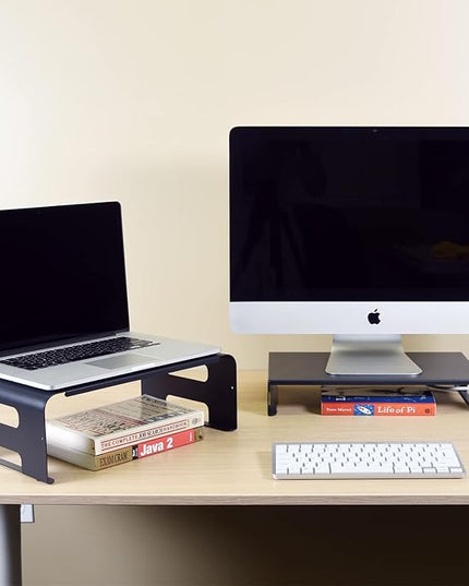 AEONS Versatile 2-Piece Monitor Stand Riser Desk Organizer, Ergonomic 2-Tier Computer iMac Display Holder Laptop Stand Printer Storage Shelf Cable Management.