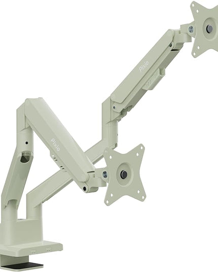 Pixio PS1D Wave Mint Green Dual Monitor Arm Stand Desk Mount - Fits up to 32 inches Monitors and up to 19.8lbs. VESA Compatibility and Integrated Cable Management