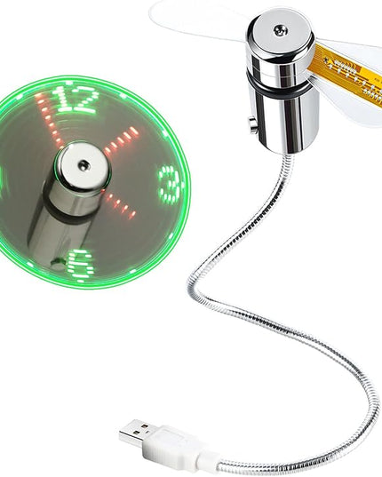 ONXE LED USB Clock Fan with Real Time Display Function,Stocking Stuffers for Men Christmas Gadgets,Father's Day Gifts,1 Year Warranty