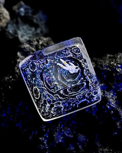 Blue Purple Galaxy Astronaut Artisan Keycap R1 SA Profile Custom Astronauts Keycaps 1U ESC Handmade Gaming Resin Key Cap Cherry MX Switch Compatible Mechanical Keyboard Space Lover Gift