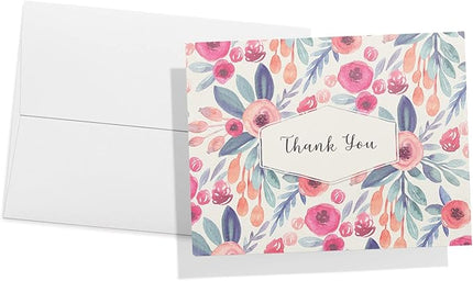 Twigs Paper Thank You Card Set - 12 Assorted Greeting Cards For All Occasions - Thank You Cards with Envelopes - Appreciation Cards - Eco Friendly - Made In USA - 5.5 x 4.25 Inch Size - Floral Themed