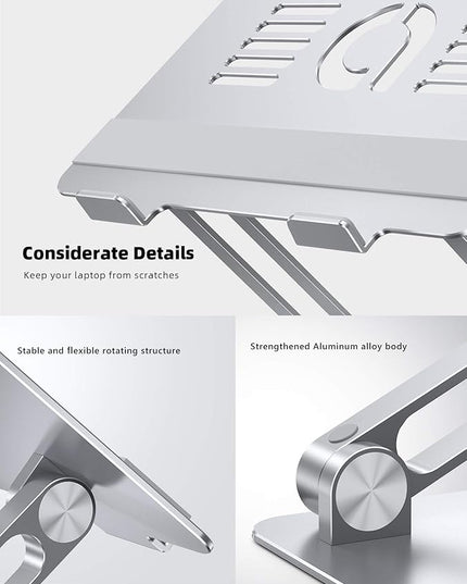 Lamicall Adjustable Laptop Stand, Portable Laptop Riser, Aluminum Laptop Stand for Desk Foldable, Ergonomic Computer Notebook Stand Holder for MacBook Air Pro, Dell XPS, HP (10-17.3'') - Silver