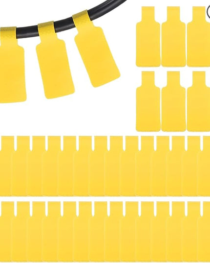 PATIKIL 48Pcs Cable Labels Tags, 1.8" Write on Wire Tags Cord Labels Hook Loop Rectangle Cable Ties for Electronics Organize Wire Classify Identification Management, Yellow