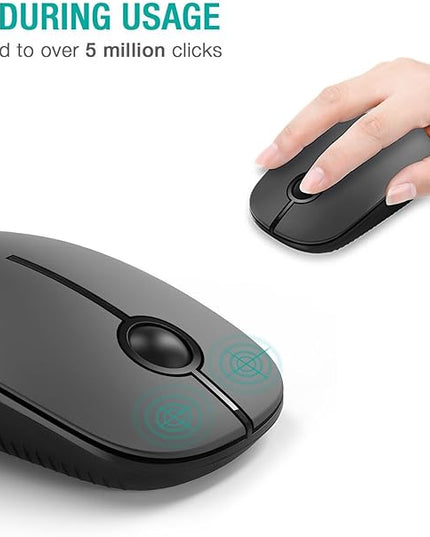 VssoPlor Wireless Mouse, 2.4G Slim Portable Computer Mice with Nano Receiver Quiet Silent Optical Laptop Mouse for Notebook, PC, Laptop, Computer-Black and Gray
