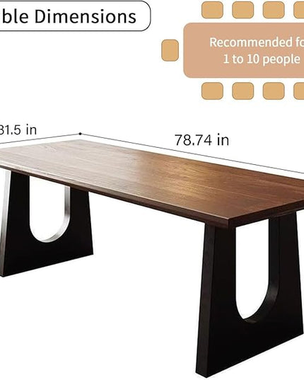 Wooden Executive Office Desk Computer Table Multi-Sized High Cost Performance Stylish Design Metal Legs Versatile Use for Office or Dining Casual Table (Walnut Color, 78.74in)