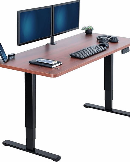VIVO Electric 60 x 24 in Dual Motor Sit Stand Desk, Memory Height Adjustment, 2B Series, Dark Walnut Top Black Frame, DESK-KIT-2B6D