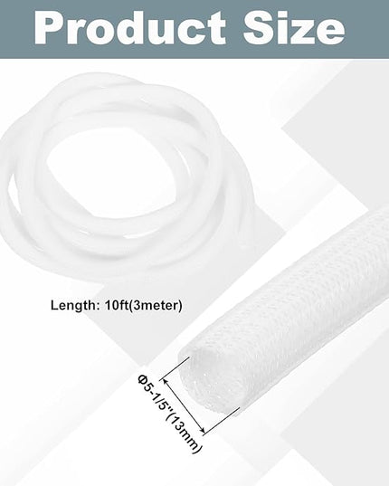MECCANIXITY 1/2 Inch ID Split Loom Tubing 10ft Polyester Cord Protector Wire Cable Sleeve for USB Cable Power Cord, White