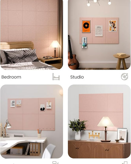 Fluxynara Large Felt Bulletin Board 36" x 24" Cork Board Alternative-6 Pack with 40 Safe Removable Adhesive Tabs, Cork Boards for Walls Cork Board for Home Office Classroom Pin Board - Coral