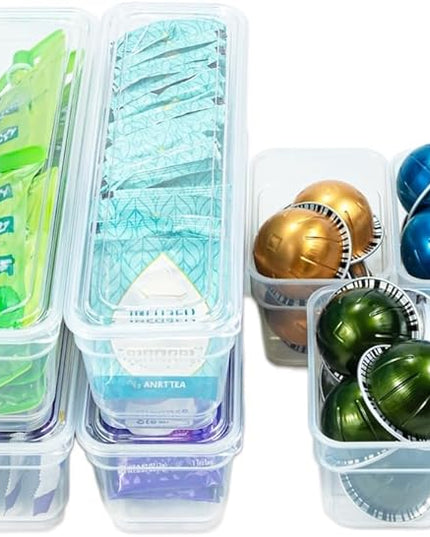 AB Designs Best Kept Plastic Storage Bins with Lids - Mixed Pack, 4 Long & 4 Small Home Organizer Storage Boxes with Lids, Clear