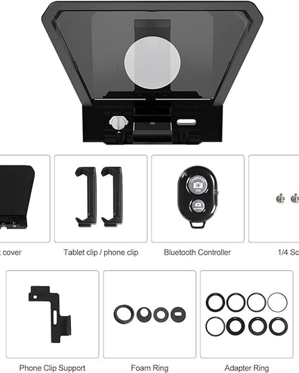 GVM Teleprompter Portable for iPad, Tablet, Smartphone & DSLR Cameras, Teleprompter Kit with Remote Control & Flexible Holder, teleprompter for Smartphone APP Compatible with iOS/Android