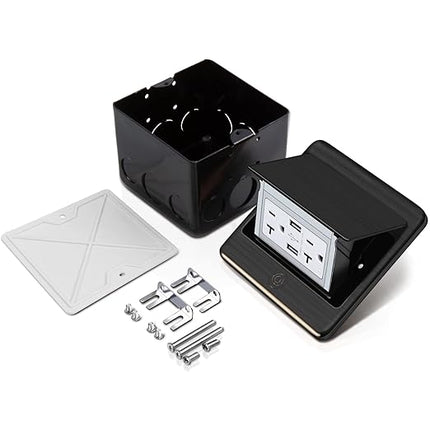 Vagueior Recessed Floor Electrical Outlet Kit,Waterproof Electrical Outlet Covcer Box,Hidden 4.8A USB+20A Tamper-Resistant Receptacle Outlet with Slow Elastic Damping ，ETL Certified,ORB