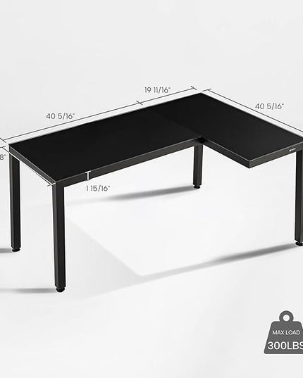 EUREKA ERGONOMIC GTG L Shaped Gaming Desk with LED Glass, Right Side