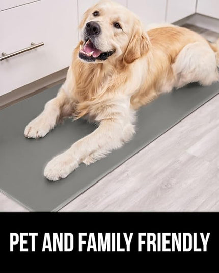 GORILLA GRIP 2 Pack Comfortable Cushioned Kitchen Mats for Floor, 17x29 + 17x59, Waterproof and Stain Resistant, 1/2 Inch Thick Soft Ergonomic Standing Desk Anti Fatigue Mat, Foam Supports Feet, Gray