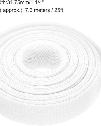 uxcell Expandable Sleeving, 1 1/4-inch 25ft Cable Sleeve, White