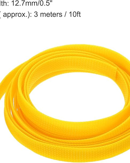 uxcell PET Expandable Sleeving 10ft 1/2" Yellow Cable Management Sleeve Cord Organizer for Wrap Protect Cable