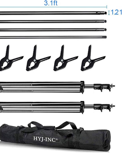 12ft x 10ft Photo Video Studio Heavy Duty Adjustable Photography Muslin Backdrop Stand Background Support System Kit with Carry Bag 4 Spring Clamps