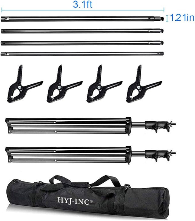 12ft x 10ft Photo Video Studio Heavy Duty Adjustable Photography Muslin Backdrop Stand Background Support System Kit with Carry Bag 4 Spring Clamps