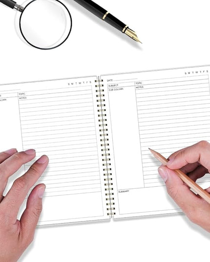Yaridar A4 Cornell Notes Notebook - 8.5" x 11" College Spiral Cornell Notebooks for Note Taking, Subject College Ruled Steno Pads for Office School/Home, Pink Flower