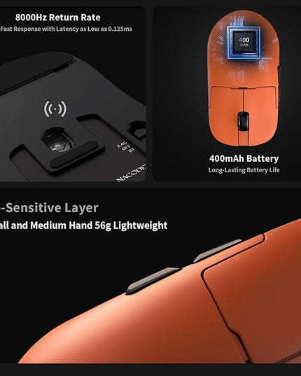 AJAZZ AJ159 APEX Wireless Gaming Mouse 2.4G Wired BT|RGB Magnetic Screen Charging Dock|Lightweight|42K Optical Tracking|400mAh Battery |PAW3950APEX Sensor.