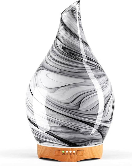 Porseme 280ml Essential Oil Diffuser Glass Color Changing Aroma Air Diffusers Aromatherapy Ultrasonic Cool Mist Humidifier 7 Running Hours Waterless Auto-Off for Sleeping, Yoga, Office, Spa (Ink)