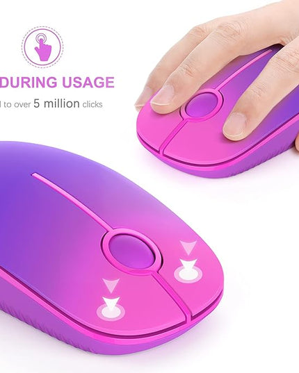 VssoPlor Wireless Mouse, 2.4G Slim Portable Computer Laptop Mouse with Nano Receiver Quiet Silent Optical Mice for Notebook, PC, Laptop, Computer-Gradient Purple
