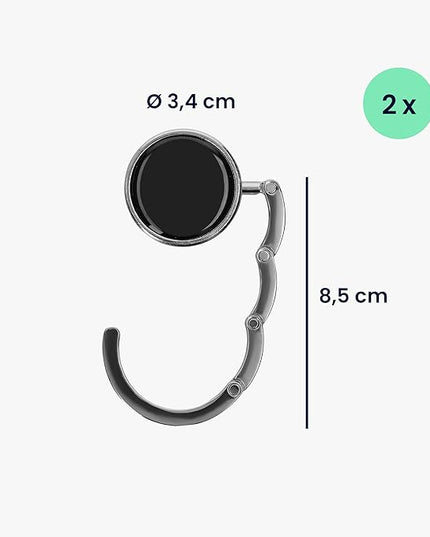 kwmobile Purse Hanger for Table (Set of 2) - Purse Hook for Table - Folding Handbag Hanger - Portable Bag Holder