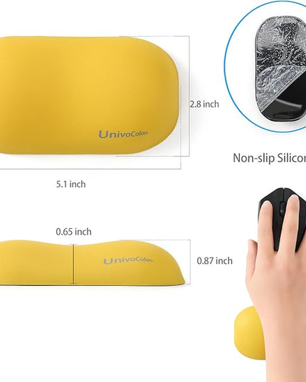 UnivoColors Design-Wave Wrist Rest, Artificial Sheepskin+Memory Foam+Ergonomic+Anti-Slip Gel, Resilience Support During Work and Gaming,Mouse Accessory,Yellow,N