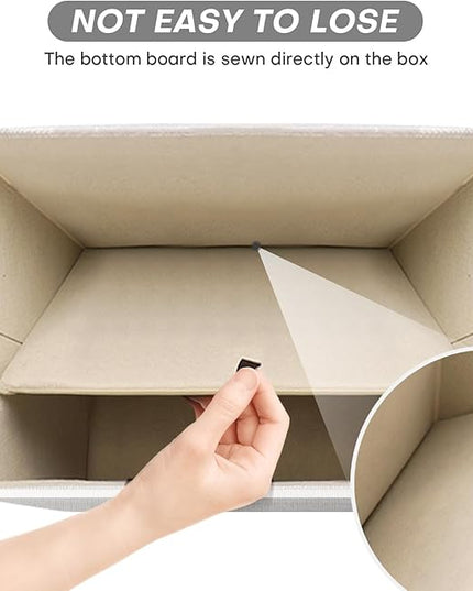 Large 22 Quart Linen Fabric Foldable Storage Bin Cube Organizer Basket with Flip-Top Lid & Handles, Clothes Blanket Box for Home, Office, Closet, Gray & White, 4 Pack 14.6 x 9.5 x 9.5”