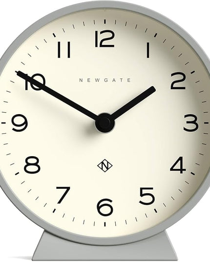 NEWGATE® M Mantel Echo Desk Clock | Modern Round Design | Posh Gray | Easy to Read Numbers | Contemporary Style for Desk, Table, Shelf or Bedside
