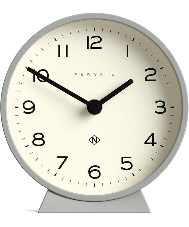 NEWGATE® M Mantel Echo Desk Clock | Modern Round Design | Posh Gray | Easy to Read Numbers | Contemporary Style for Desk, Table, Shelf or Bedside