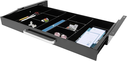 21.5" Under Desk Drawer Slide Out For Office Desk with 2 Dividers, Storage Organizer For Sit Stand Workstation, Black
