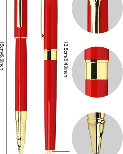 YIVONKA Luxury Ballpoint Pen Black Refill Line width 0.5mm,Best Office Pen Gift for Men & Women Professional Executive,Nice BallPens Classy Gift Box (Red)