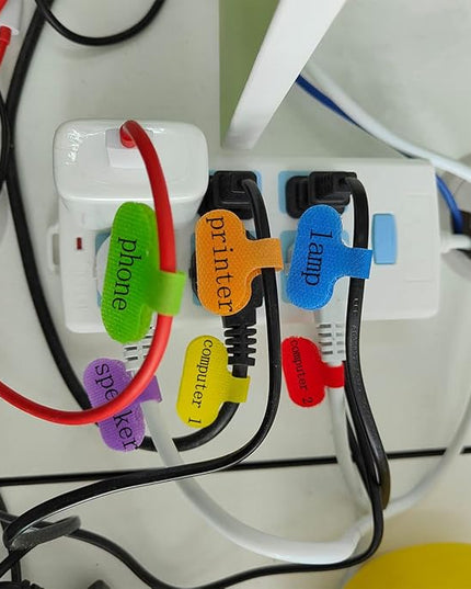 30 PCS Cable Labels, Oval Multi-Color Electronic Cable Identification Tags Write On Cord Labels, for Management and Ldentification