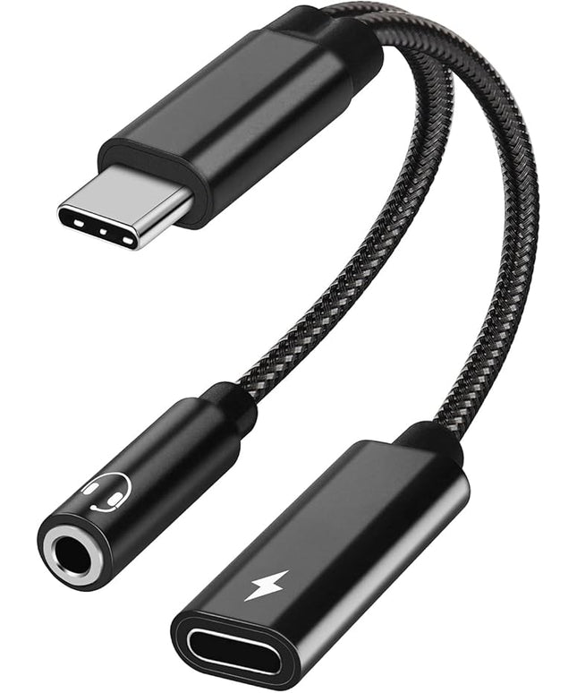 2 in 1 USB C to 3.5mm Headphone and Charger Adapter, USB C to AUX Mic Jack with PD 60W Fast Charging for Stereo, Earphones, Compatible with iPhone 17/16, Samsung Galaxy S25/S24, Google Pixel 9/8