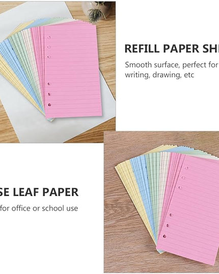 Sosoport 2pcs Loose Leaf Paper Refill Ring Notepad Lined Stationery for Students Smooth Writing Pages for School and Office Use
