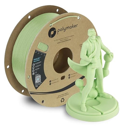Polymaker PLA PRO Filament 1.75mm 1kg, Tough & High Rigidity Light Green 3D Printing Filament, PolyLite PLA PRO 3D Printer Filament 1.75mm, Print with Most 3D Printers