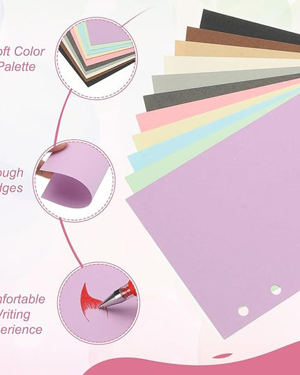 PATIKIL Colored Loose Leaf Paper, 5" x 3.2"(A7) 300 Sheets 6 Holes Punched 150GSM Blank Binder Refill Paper Supplies for Office Note Taking Teacher Planner Journal Notebook, Brown