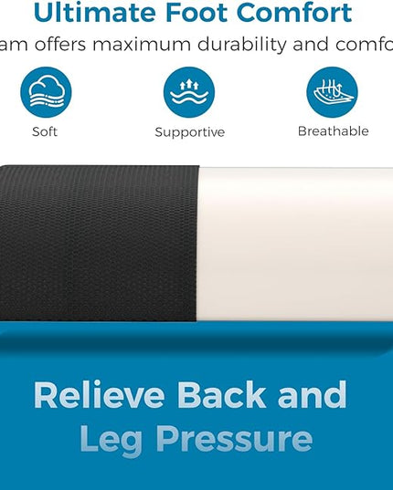 Foot Rest for Under Desk at Work, Adjustable Height Memory Foam Foot Stool with Washable Cover-Comfortable Footrest, Ergonomic Footrest for Under Desk, Office Chair (Black)