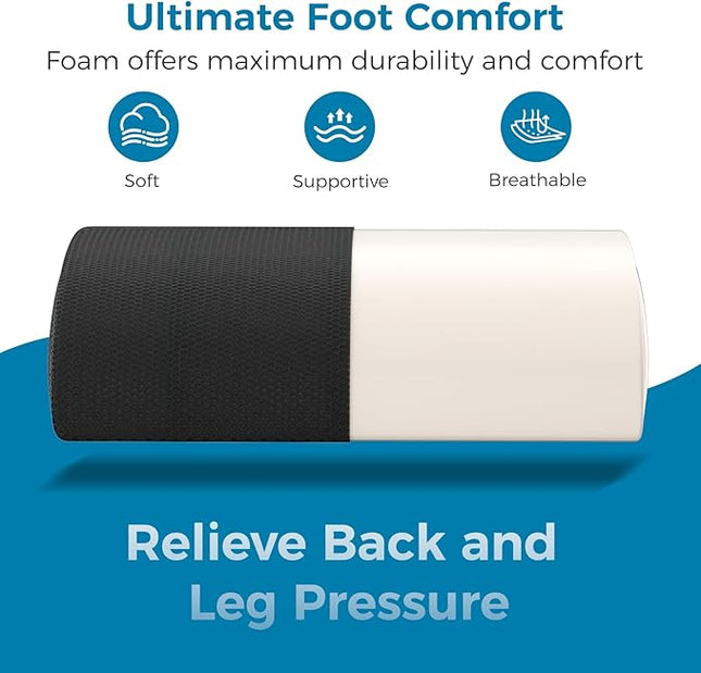 Foot Rest for Under Desk at Work, Adjustable Height Memory Foam Foot Stool with Washable Cover-Comfortable Footrest, Ergonomic Footrest for Under Desk, Office Chair (Black)