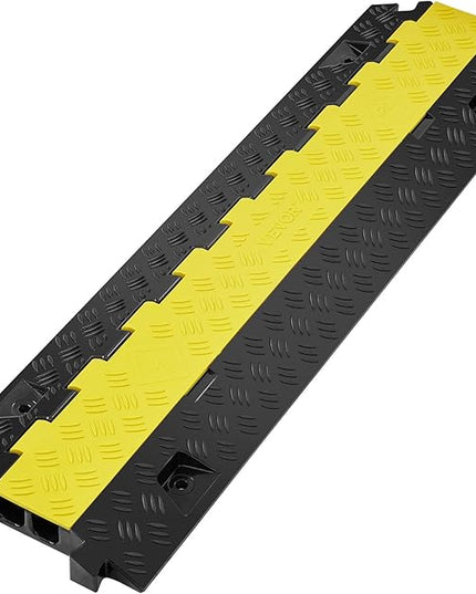 VEVOR 5 PCs TPU Cable Protector Ramp - Heavy Duty 2-Channel Speed Bumps for Road, Odor-Free Eco-Friendly TPU with TPR Cover, for Driveway, Hose, Floor Cord Cover, 22,000 lbs/Axle Capacity