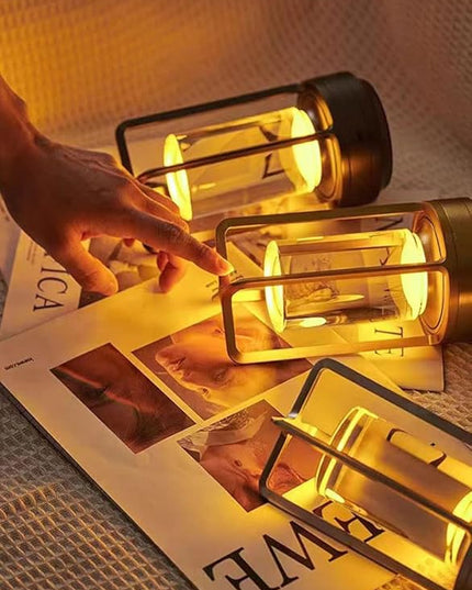 Portable Metal Table Lamp for Indoor/Outdoor ,Rechargeable Cordless LED Lamp, 3-Colour Infinitely Dimming Battery Powered Small Desk Lamp, Restaurant/Bedroom/Bar/Coffee Shop/Camping Light (Gold)